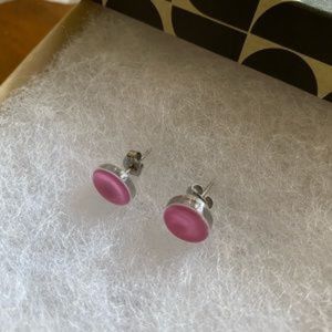 NWOT Sterling Silver Pink Glass Earrings